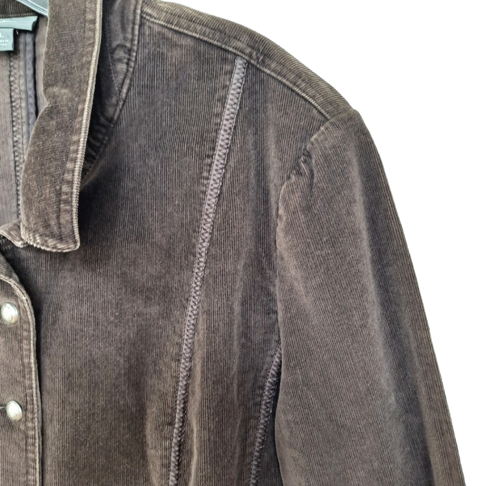 J. Jill Vintge Soft Chocolate Brown Stretch Corduroy Jacket szL - Picture 5 of 6